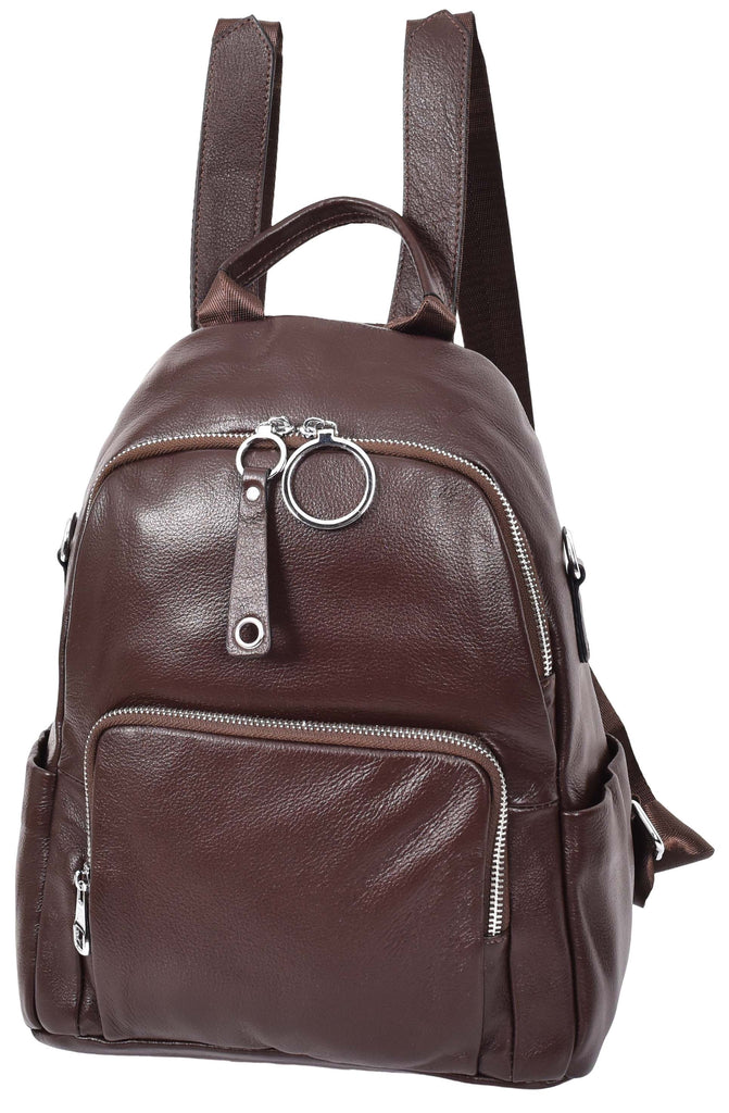 Vancouver Women's Genuine Leather Casual Organiser Backpack Coffee-4