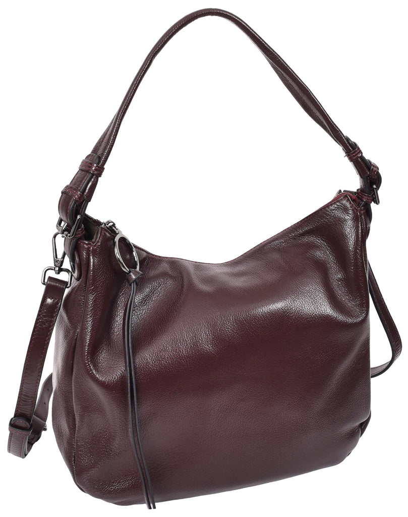 Ottawa Women's Genuine Leather Hobo Style Shoulder Handbag Purple-4