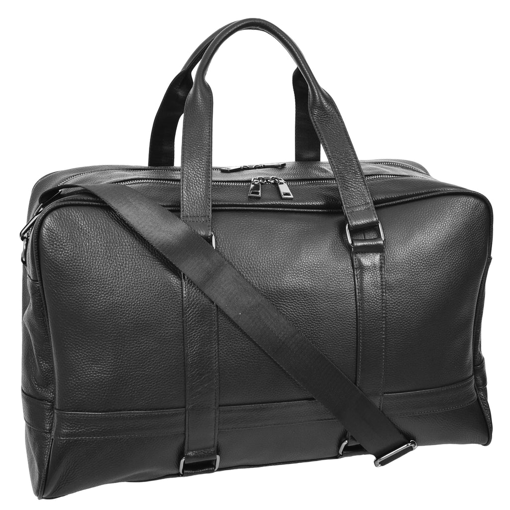 Alexis Leather Large Classic Weekend Travel Holdall Bag Black-4