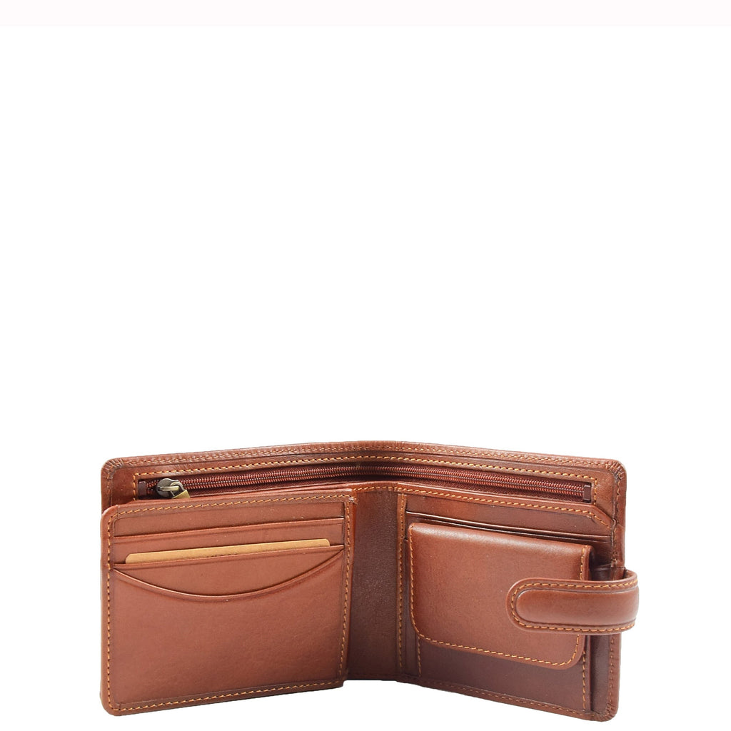 DR661 Men's Soft Tanned Leather Bi-Fold Wallet RFID Tan 4