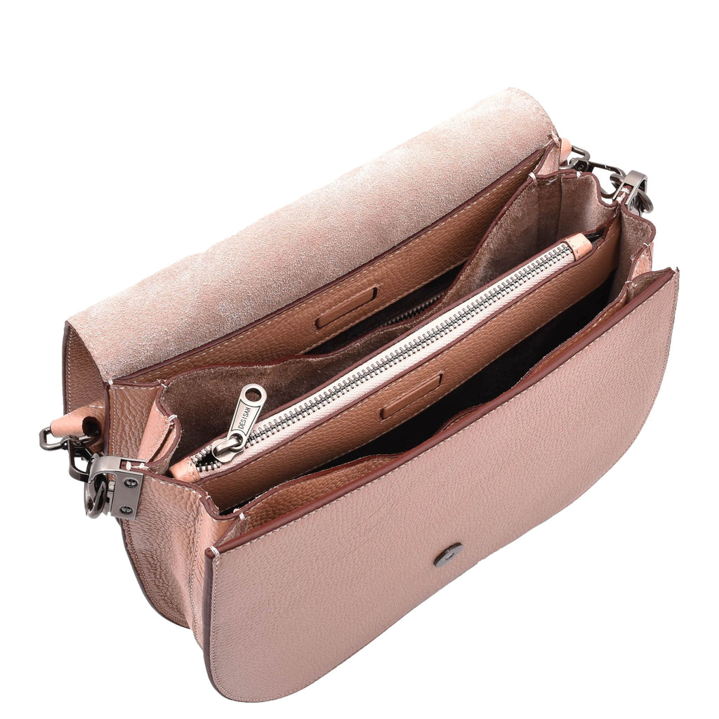 DR581 Women's Real Leather Twist Handle Shoulder Bag Rose 4