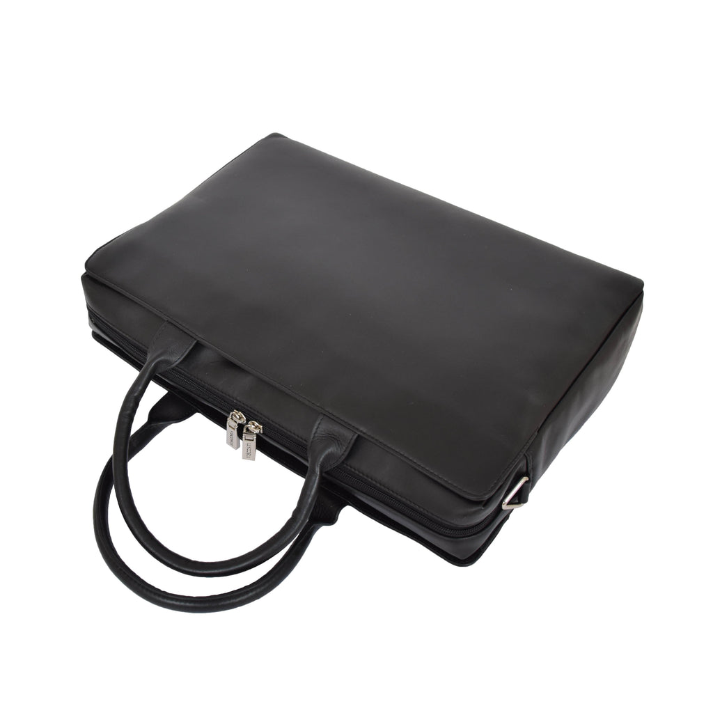 DR592 Women's Genuine Soft Leather Briefcase Black 5