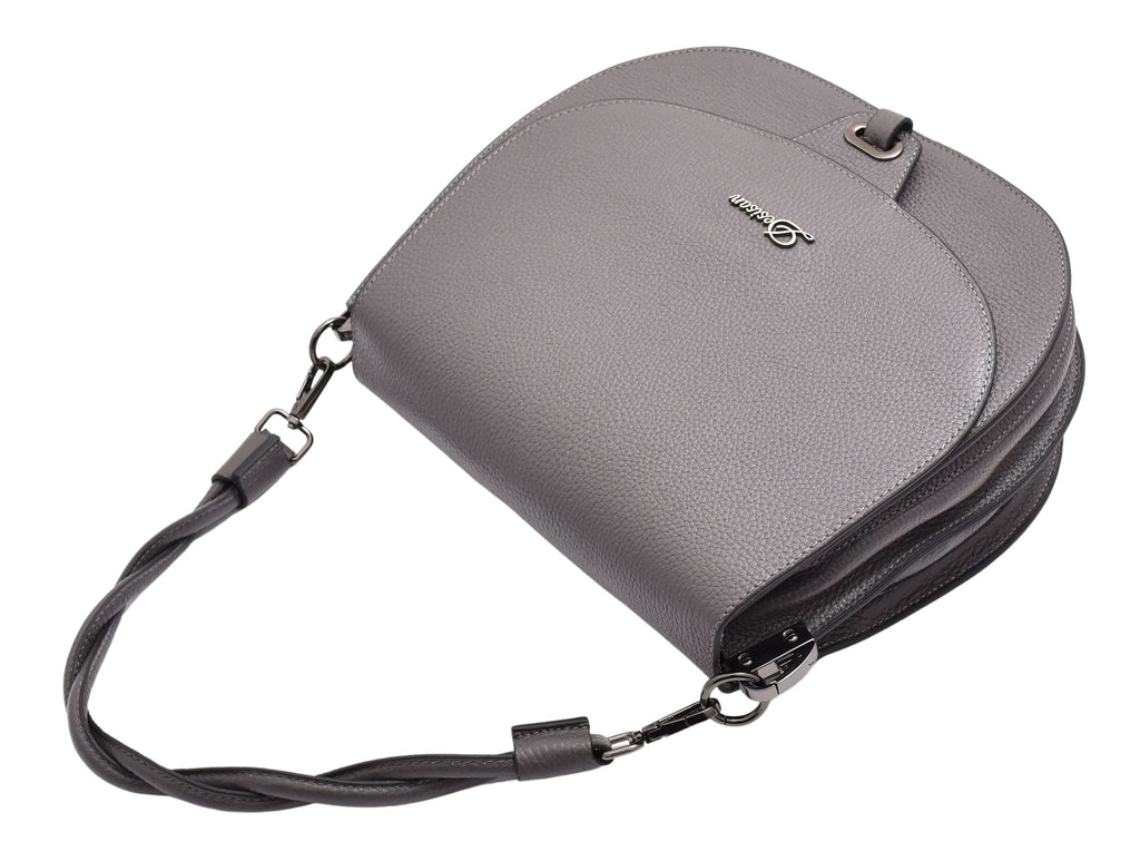 DR581 Women's Real Leather Twist Handle Shoulder Bag Grey 5
