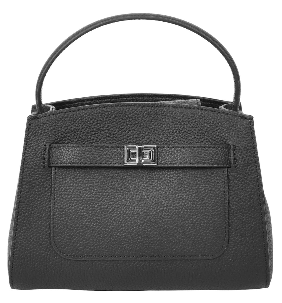 Halifax Women Small Leather Top Handle Shoulder Handbag  Black-5