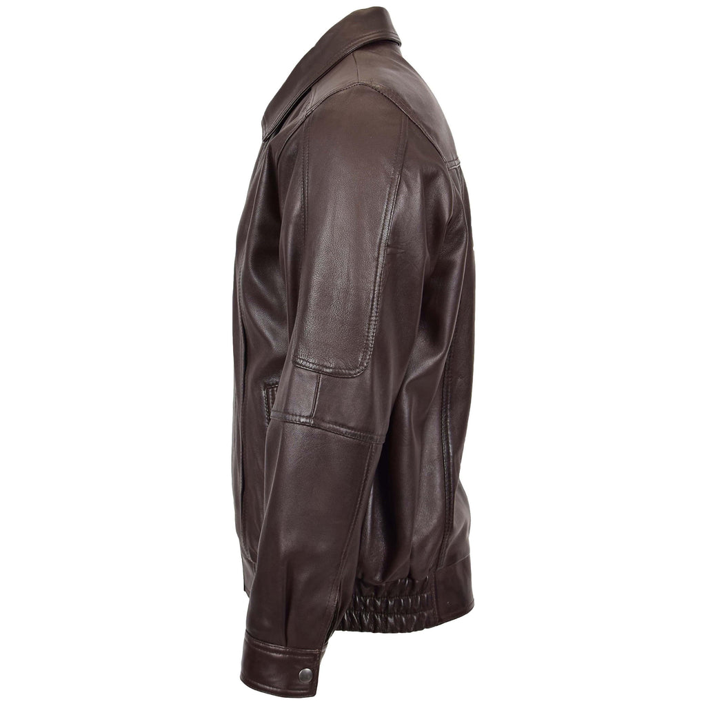 DR107 Men's Leather Classic Blouson Jacket Brown 6