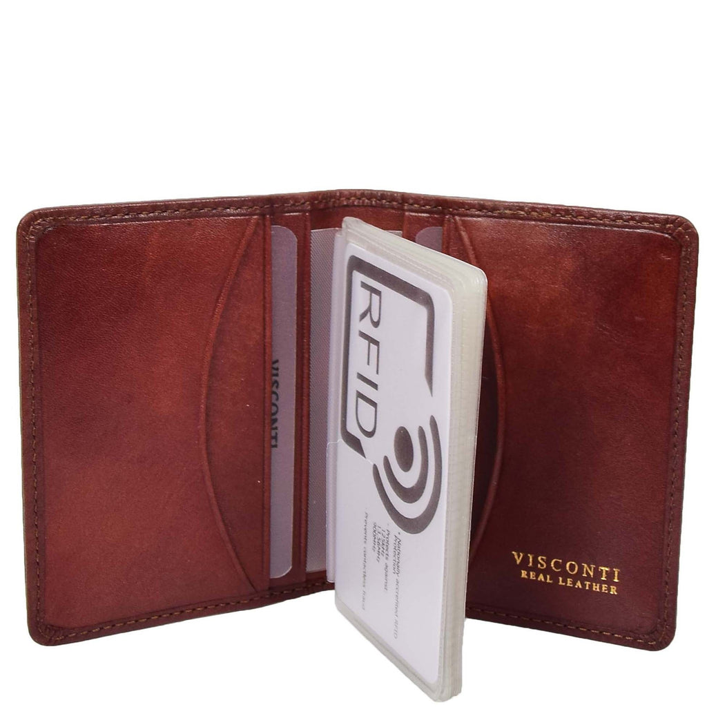 DR665 Men's Slim Real Leather Wallet RFID Credit Cards Holder Tan 5