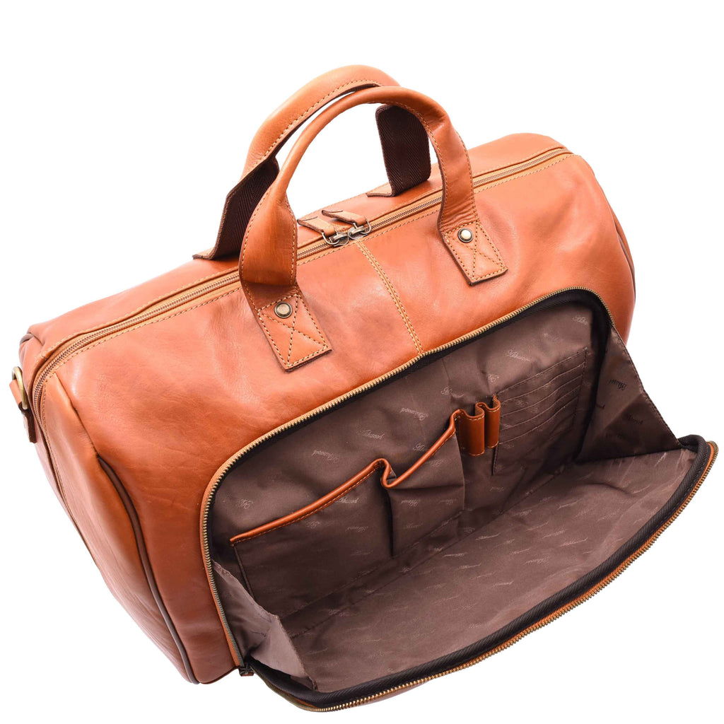 DR292 Genuine Leather Travel Holdall Overnight Bag Honey 5