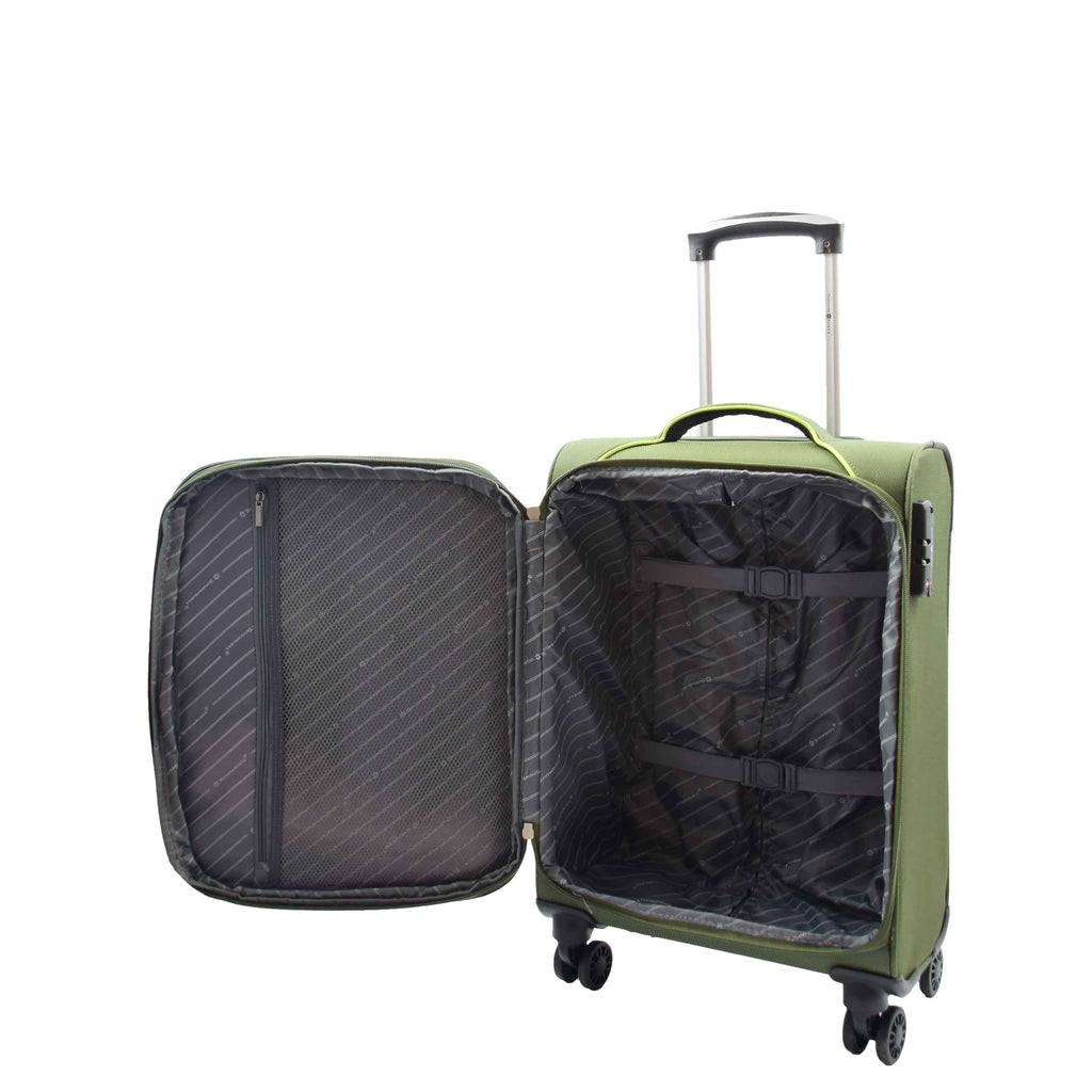 DR521 Lightweight 4 Wheel Soft Hand Luggage Cabin Size Suitcase Green 5