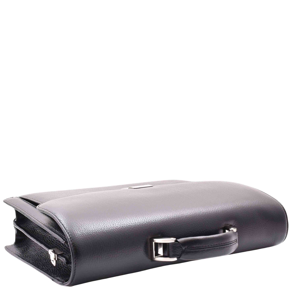 DR602 Men's Classic Leather Executive Briefcase Bag Black 5