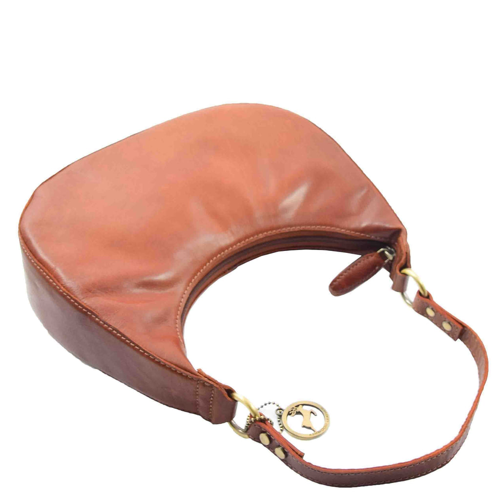 DR557 Women's Real Leather Classic Shoulder Hobo Bag Chestnut 6