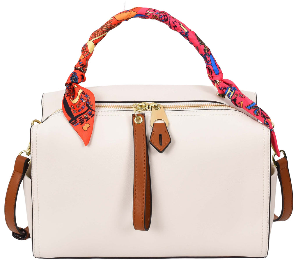 Aaliyah Women's  Faux Leather Barrel-Shaped Shoulder Handbag White-5