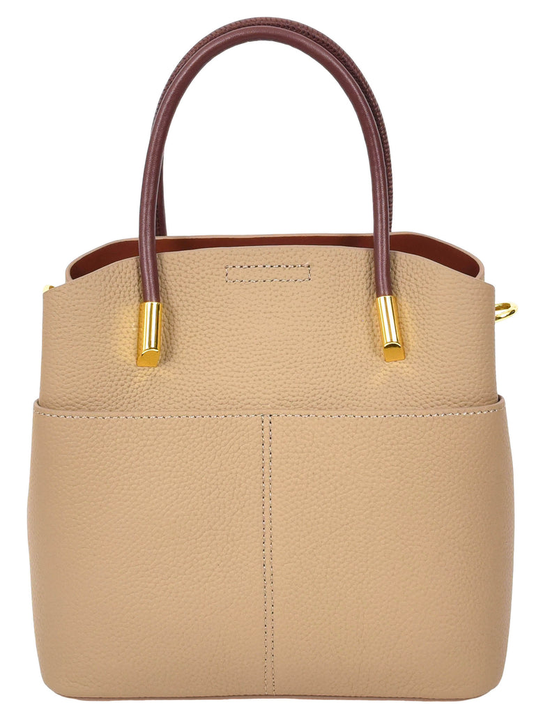 Winnipeg Women Leather Top Handle Shoulder Bag Beige-5