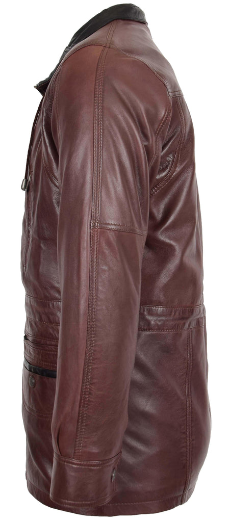 DR114 Men's Classic Leather Coat Brown 5