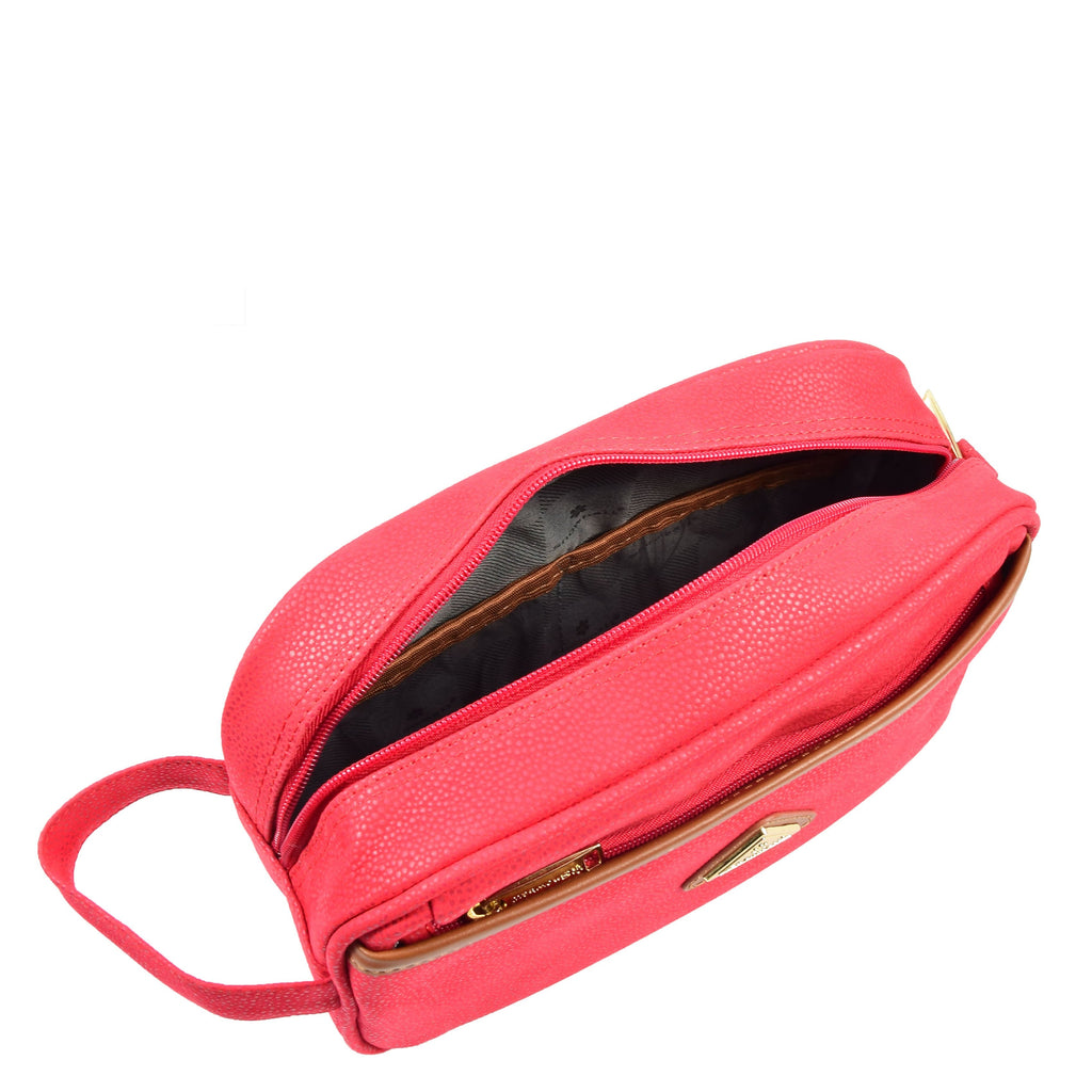 DR625 Toiletry Wash Faux Leather Wrist Bag Red 5