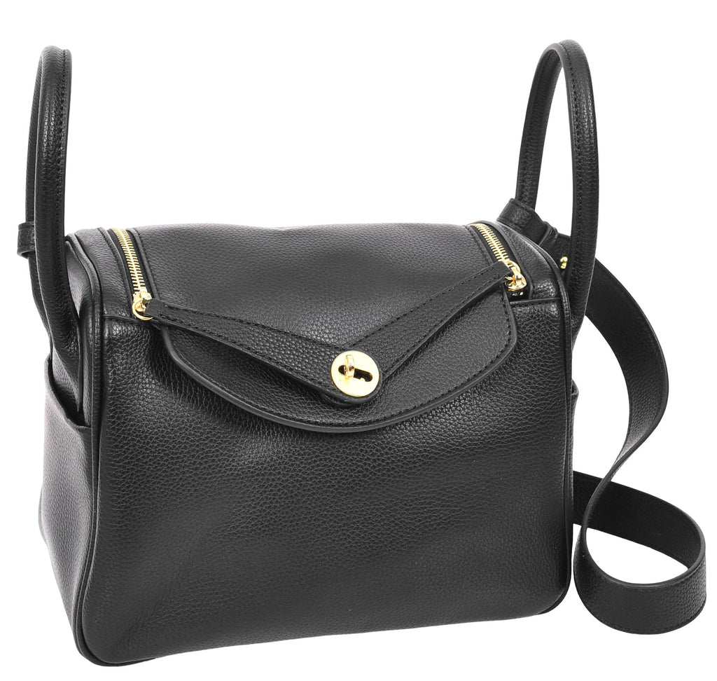 Iqaluit Women's Faux Leather Large Shoulder Strap Bag Black-5