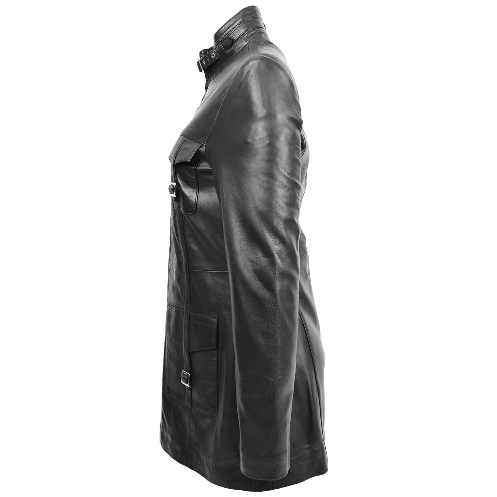DR566 Women's Leather Jacket With Dual Zip Fastening Black 3