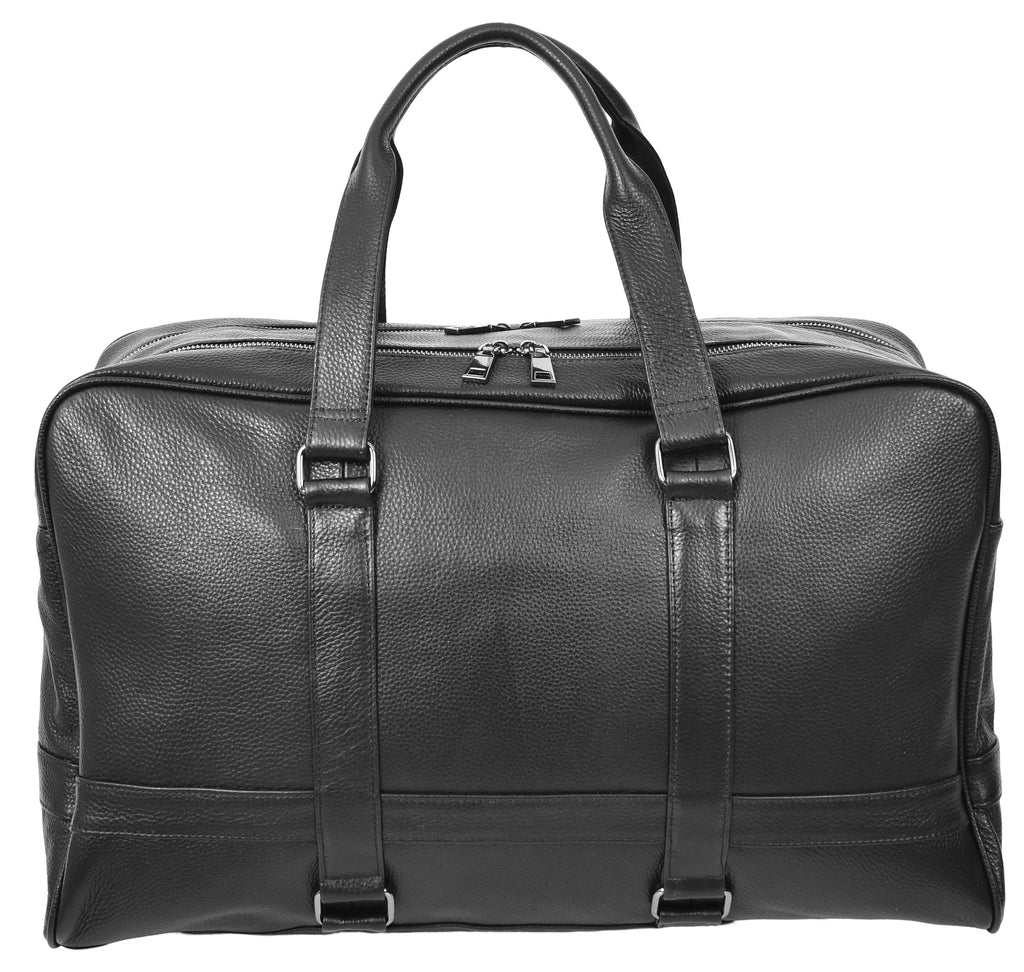 Alexis Leather Large Classic Weekend Travel Holdall Bag Black-5