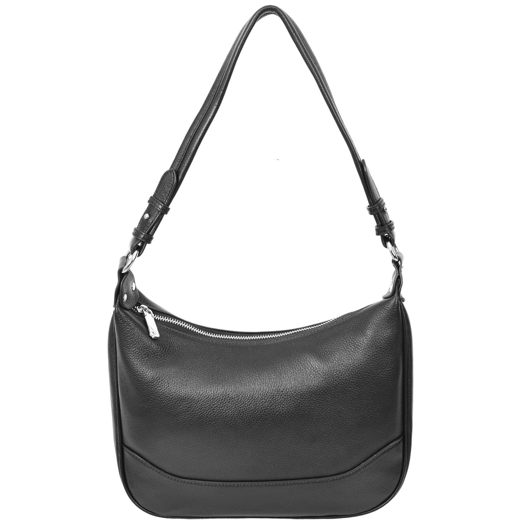 Kitchener Women's Leather  Organiser Hobo Style Shoulder Bag Black-5