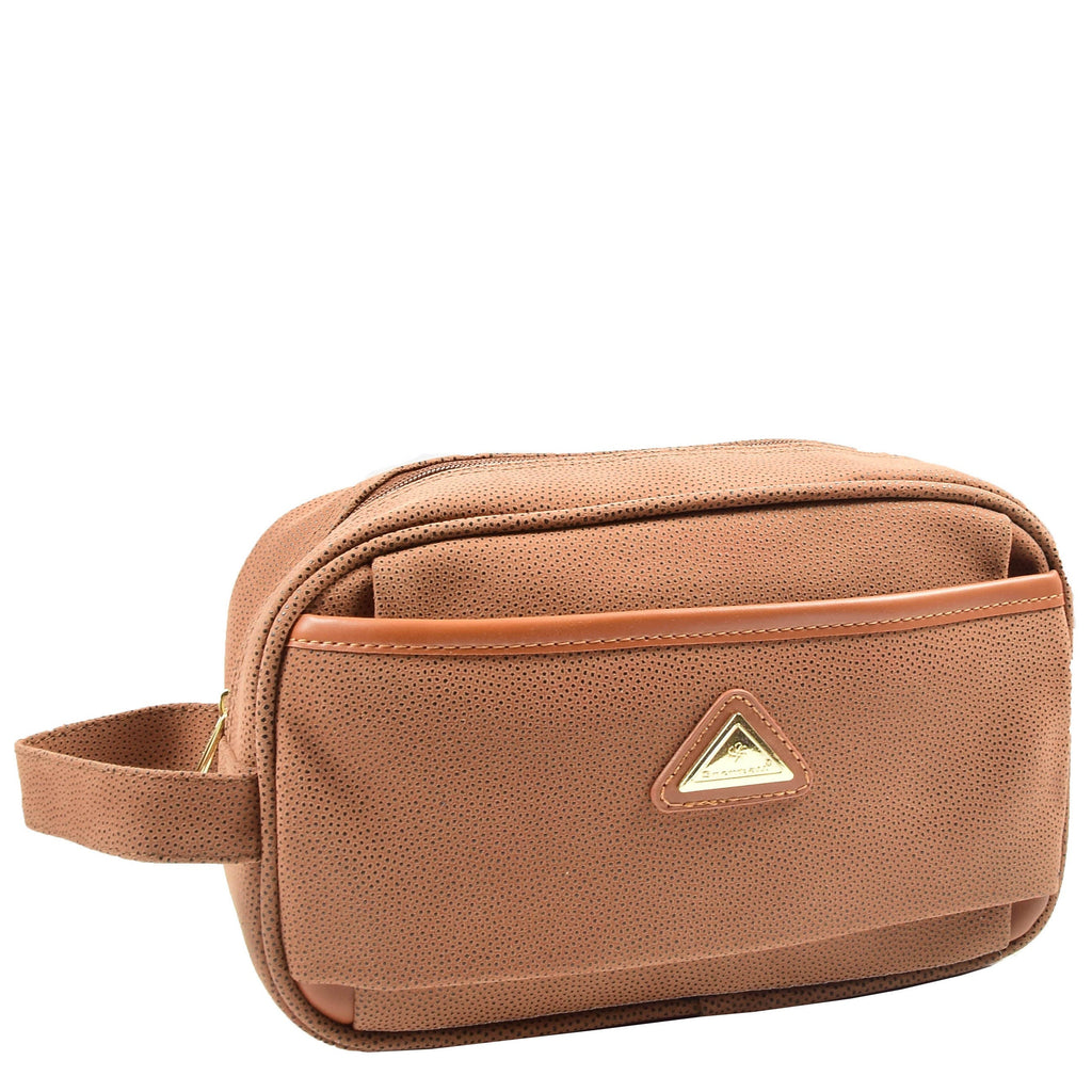 DR625 Toiletry Wash Faux Leather Wrist Bag Camel 5