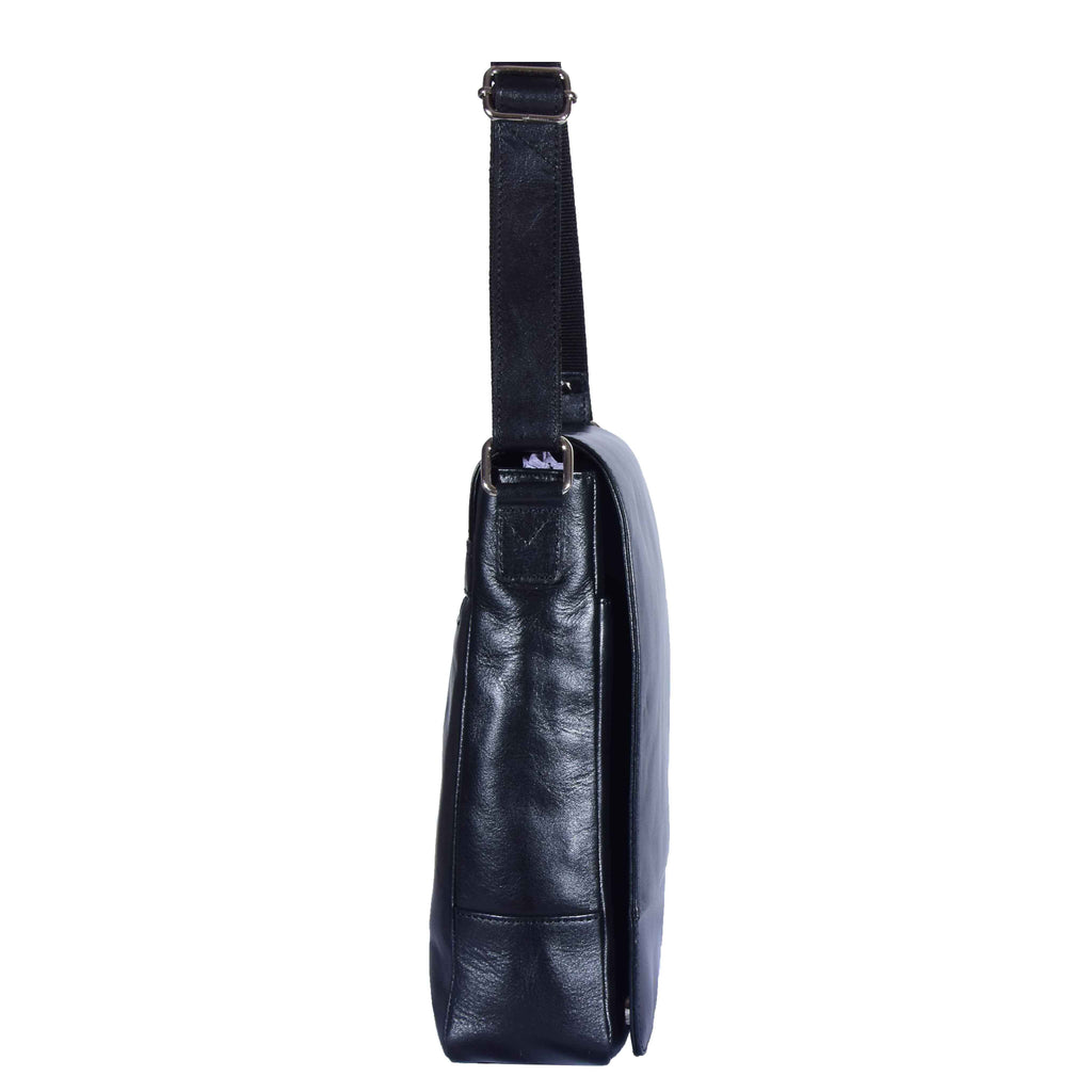 DR598 Men's Genuine Leather Travel Shoulder Cross Body Bag Black 5