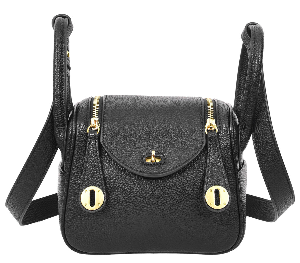 Regina Women's Faux Leather Mini Shoulder Strap Bag  Black-5