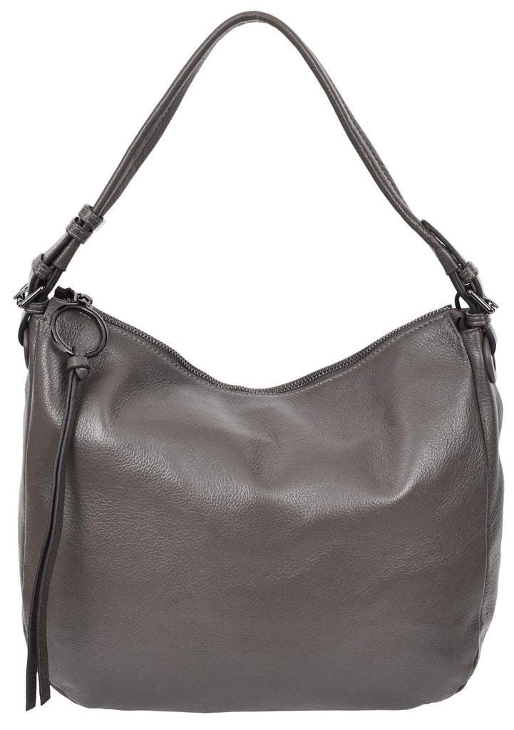 Ottawa Women's Genuine Leather Hobo Style Shoulder Handbag Grey-5