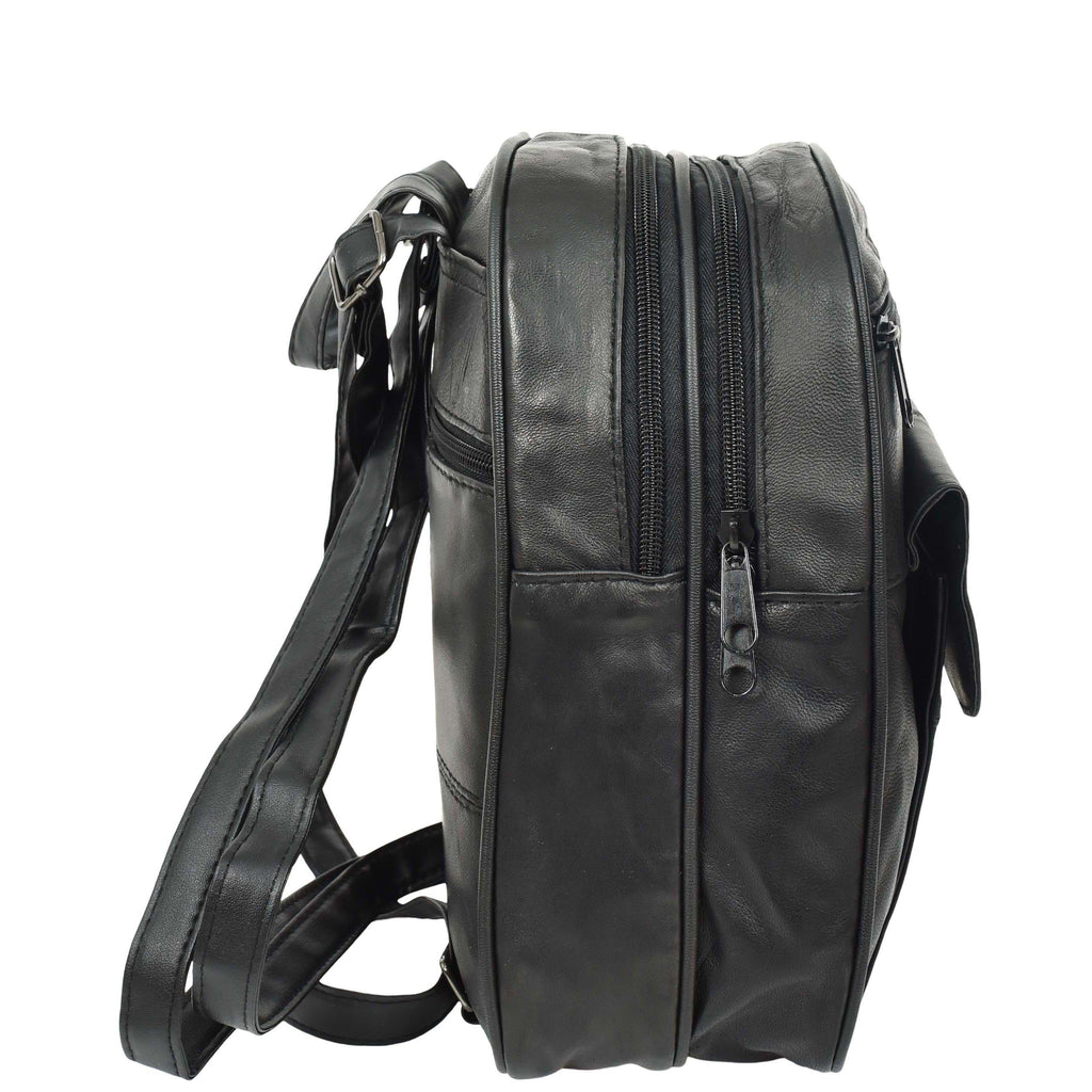 DR670 Women's Medium Size Backpack Leather Daypack Bag Black 5
