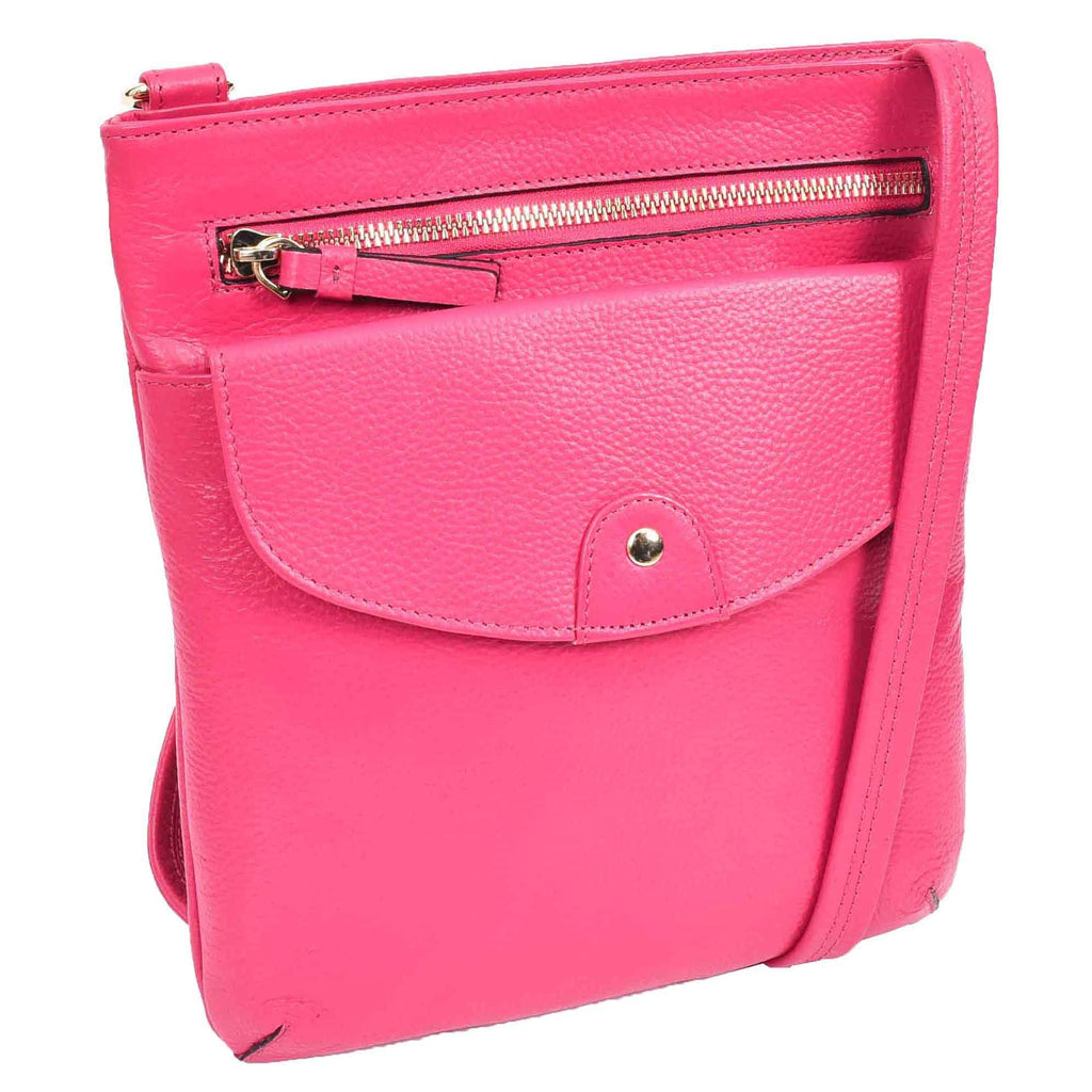 DR686 Ladies Leather Cross Body Sling Bag Pink 1DR686 Ladies Leather Cross Body Sling Bag Pink 2