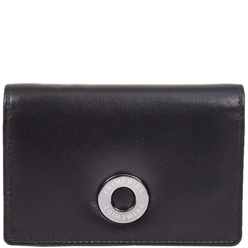 DR687 Women's Soft Leather Trifold Metal Frame Purse Black 5