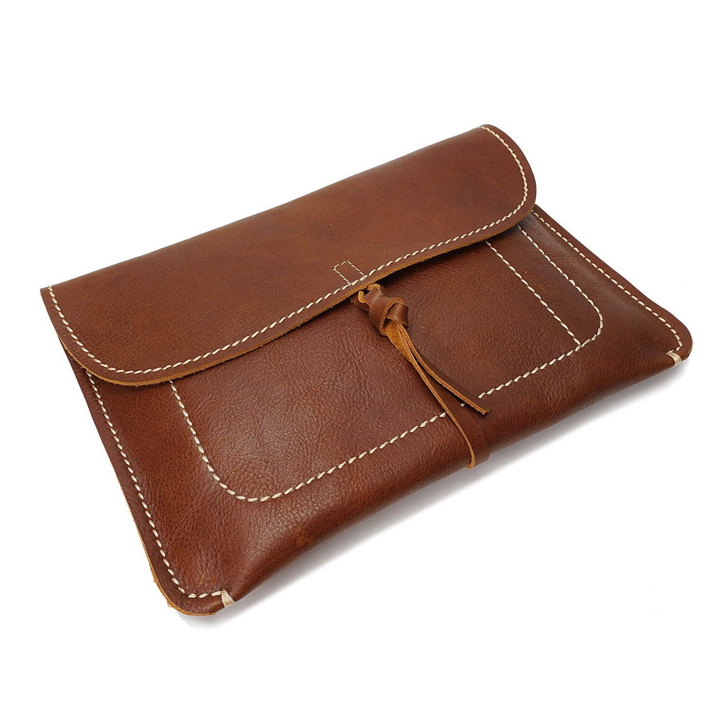 DR605 Real Leather Small Pouch A5 Size Clutch Bag Tan 5