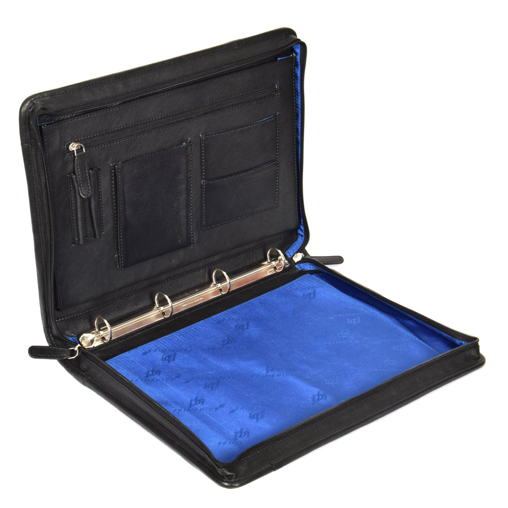 DR604 Leather Zip-Around Portfolio With Removable Metal Ring Binder Black 5