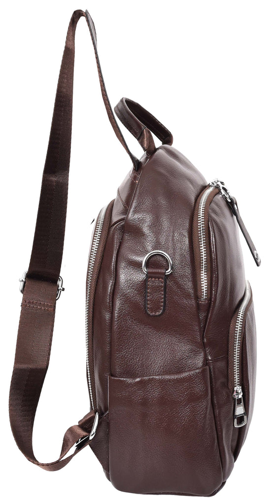 Vancouver Women's Genuine Leather Casual Organiser Backpack Coffee-5