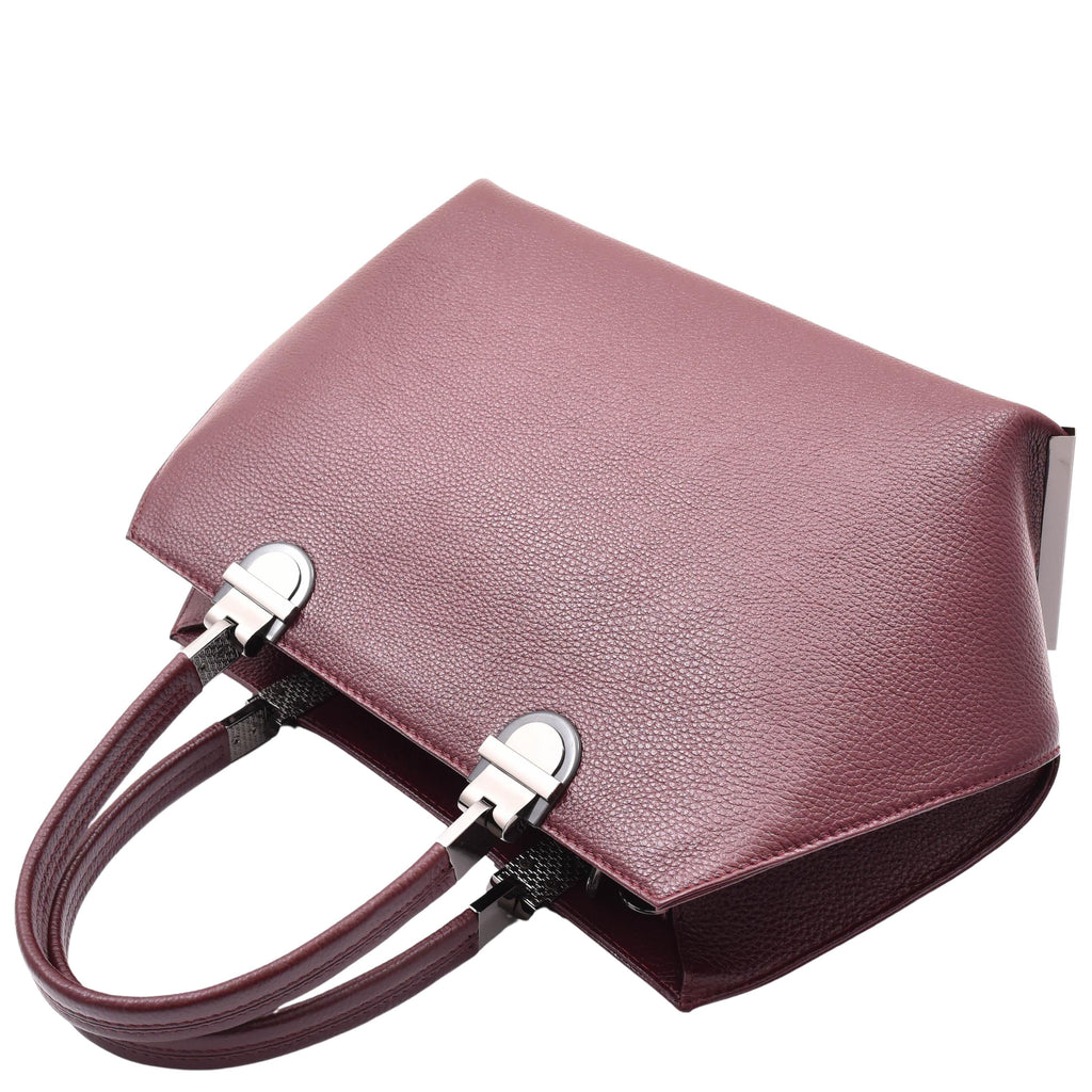 DR585 Women's Large Shoulder Bag With Classic Zip Opening Burgundy 5