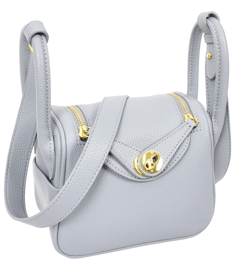 Regina Women's Faux Leather Mini Shoulder Strap Bag Sky Blue-5