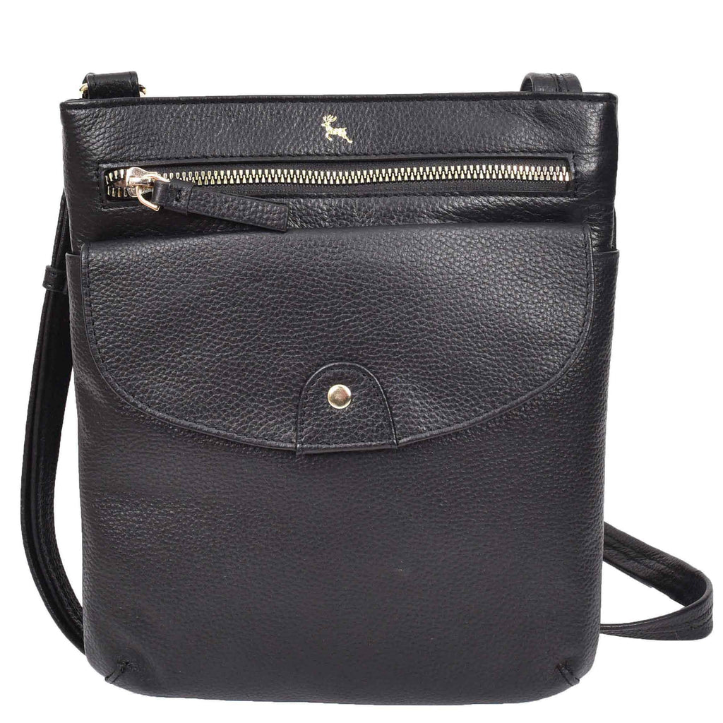 DR686 Ladies Leather Cross Body Sling Bag Black 6