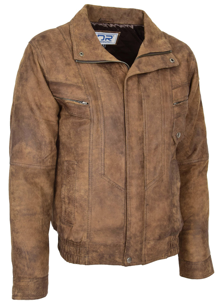 DR109 Men's Leather Nubuck Classic Brown Jacket 2