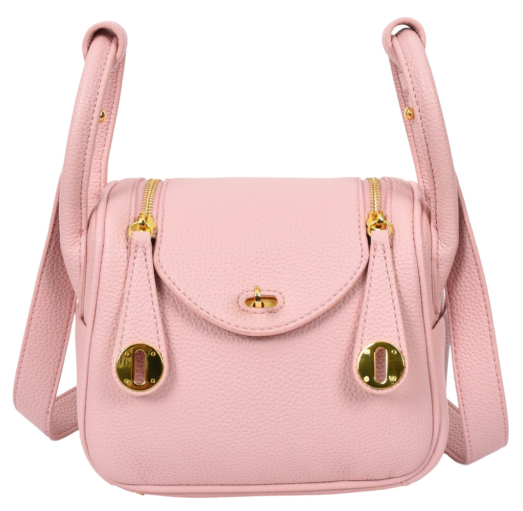 Regina Women's Faux Leather Mini Shoulder Strap Bag Pink-5