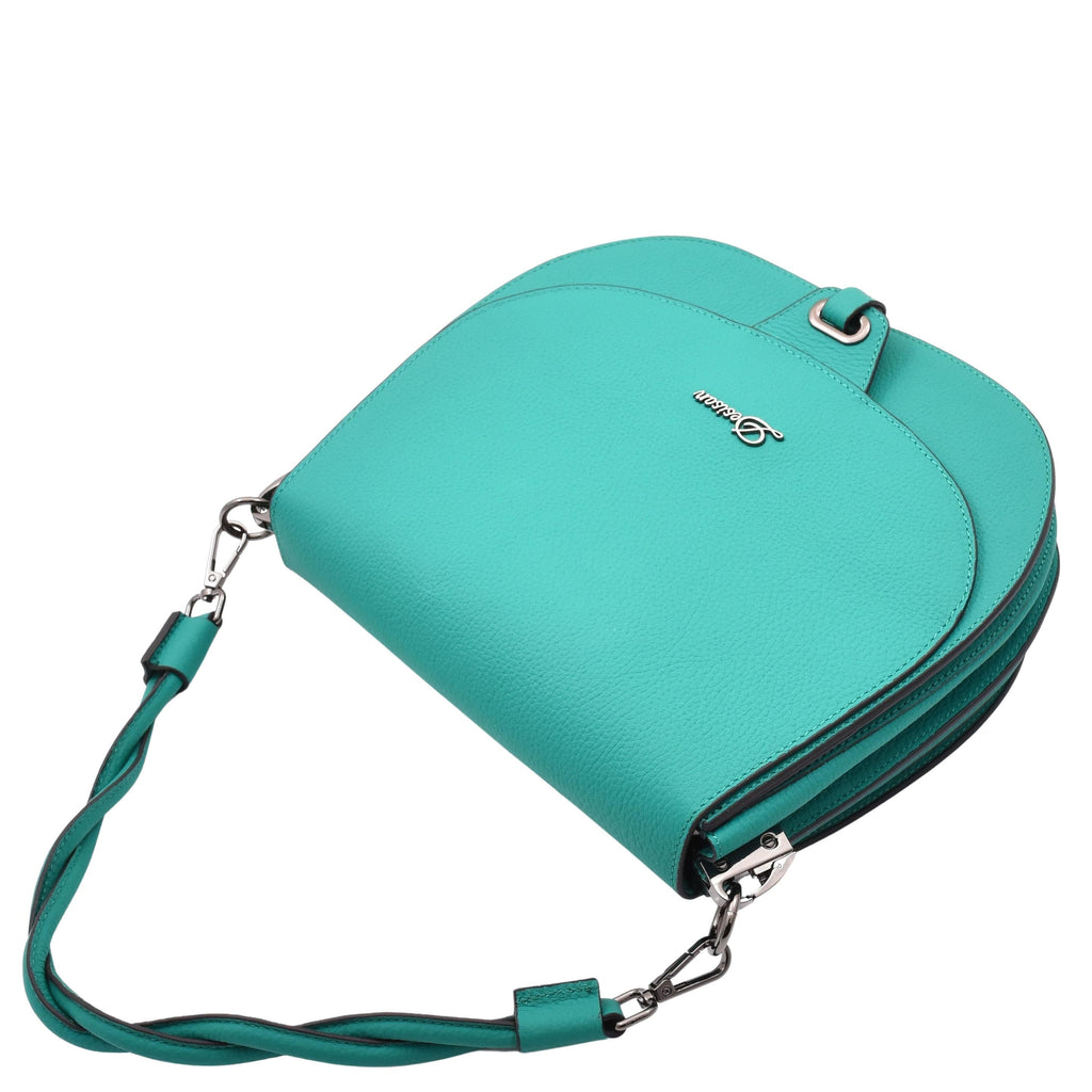 DR581 Women's Real Leather Twist Handle Shoulder Bag Green 5