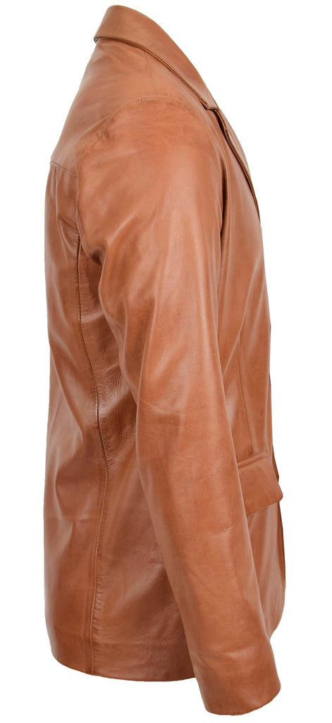 DR111 Real Lambskin Leather Men's Blazer Coat Tan 5