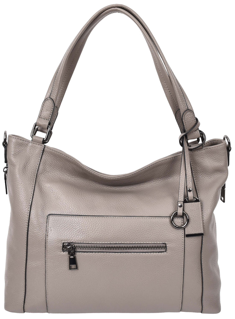 Abigail Women Leather Zip Opening Tote Shoulder Handbag Grey-5