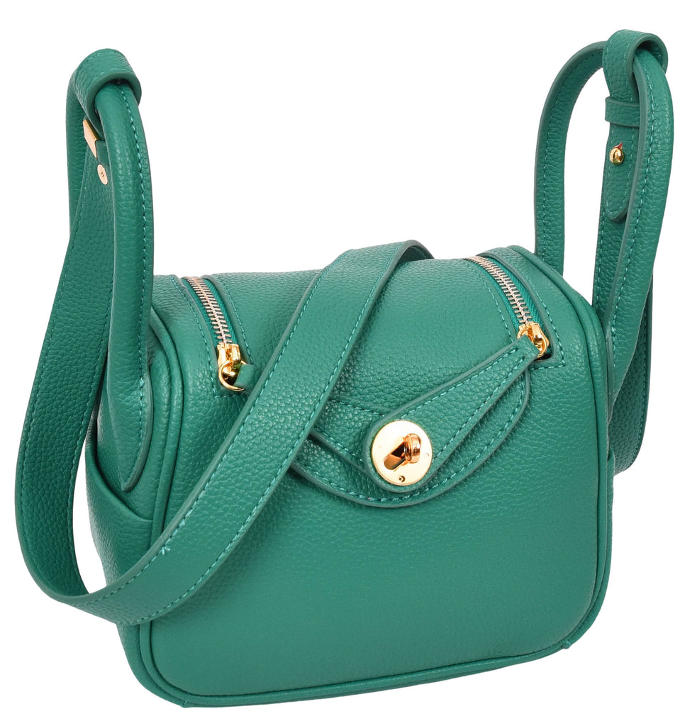 Regina Women's Faux Leather Mini Shoulder Strap Bag Green-5