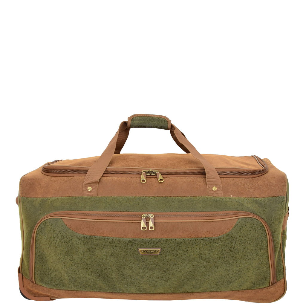 DR684 Faux Leather Travel Wheeled Holdall Bag Green 5