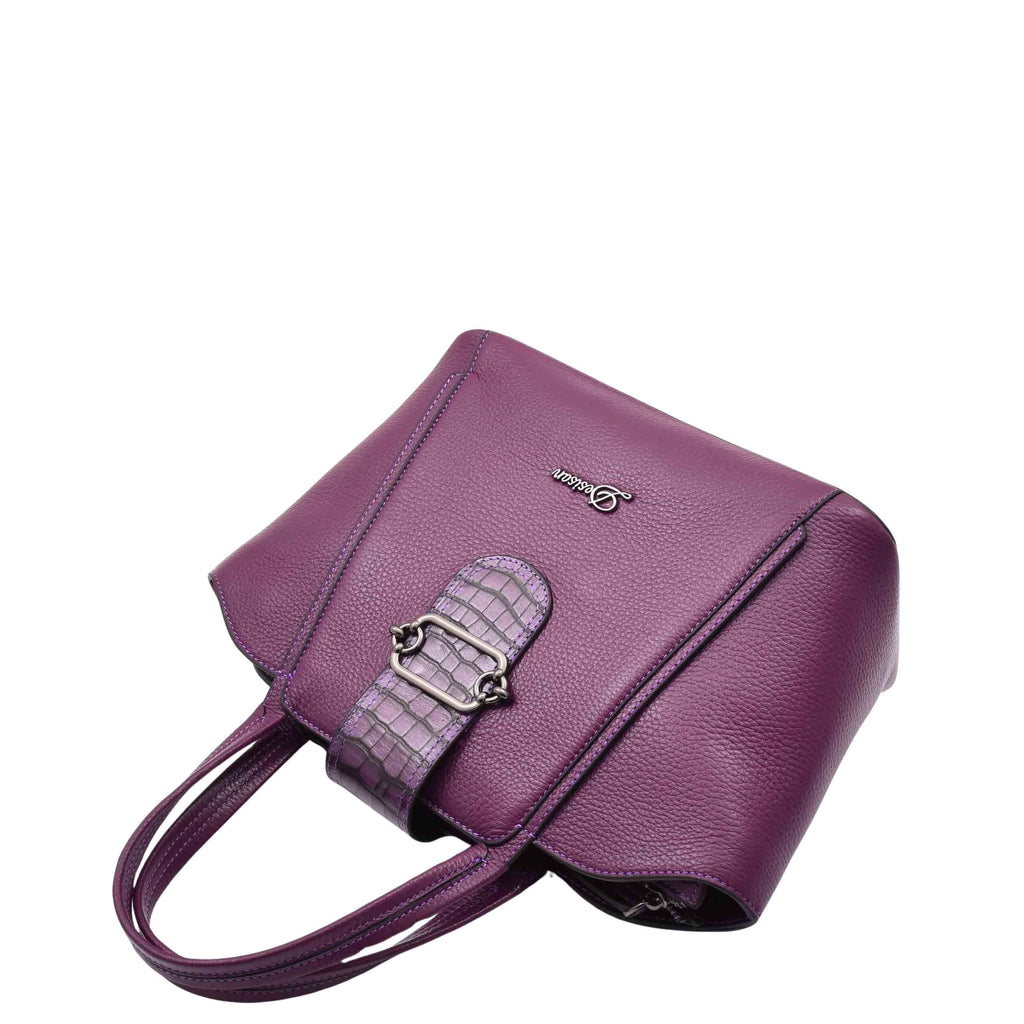 DR586 Women's Stylish Leather Adjustable Strap Handbag Purple 5