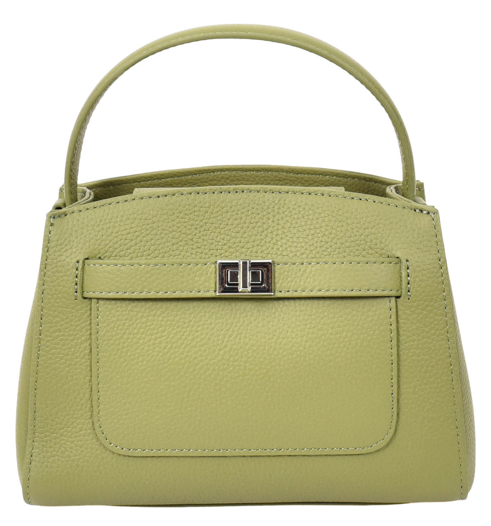 Halifax Women Small Leather Top Handle Shoulder Handbag  Olive-5