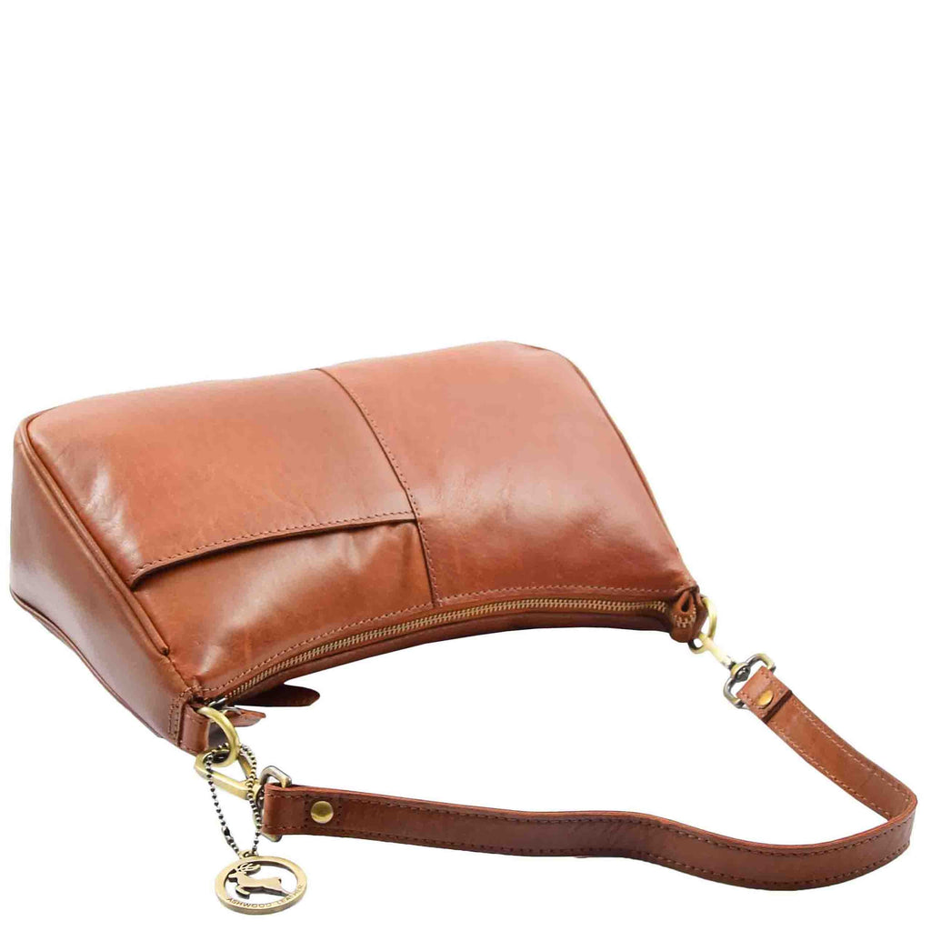 DR558 Women's Genuine Leather Shoulder Cross Body Bag Cognac 5