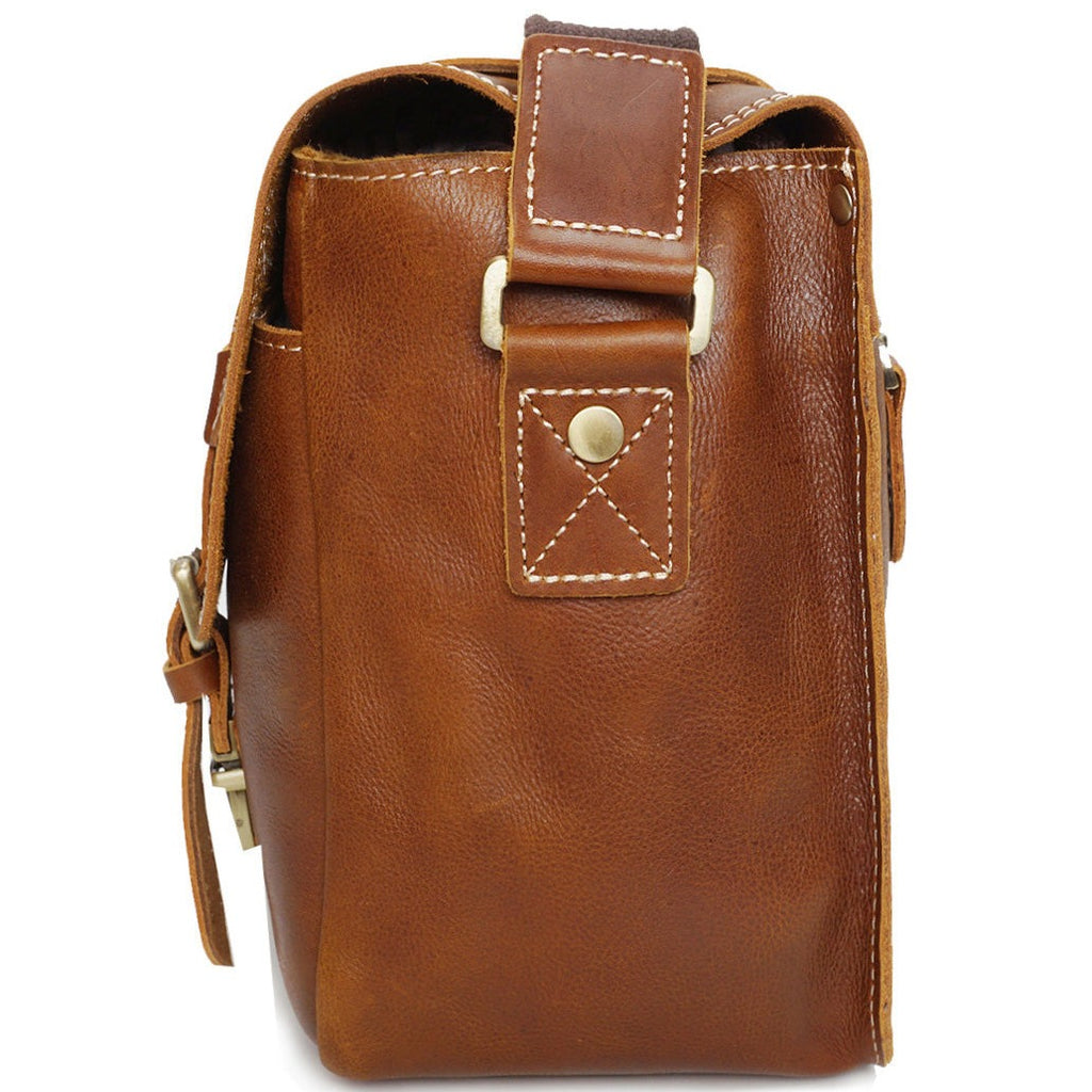 DR652 Genuine Leather Cross Body Camera Organiser Bag Tan 4