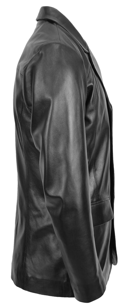DR111 Real Lambskin Leather Men's Blazer Coat Black 5