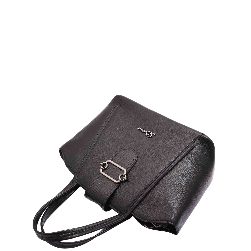 DR586 Women's Stylish Leather Adjustable Strap Handbag Black 5