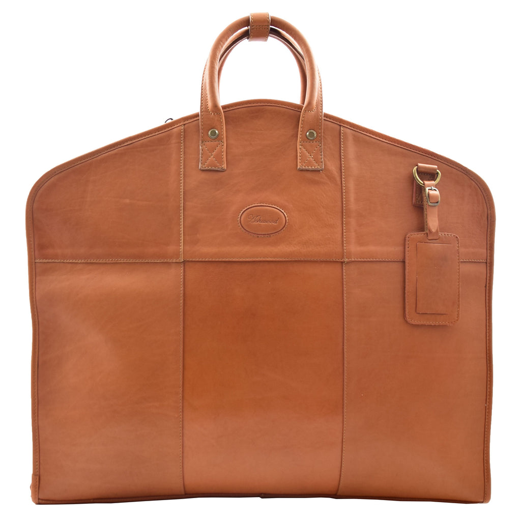 DR613 Genuine Leather Travel Suit Carrier Garment Bag Tan 5