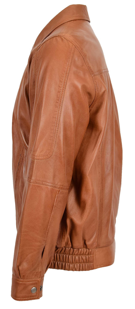 DR107 Men's Leather Classic Blouson Jacket Tan 4